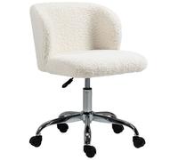 HomCom Chaise de bureau sans accoudoir toison d'agneau hauteur réglable pivotante 360° 120 kg blanc