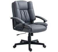 HOMCOM Chaise de Bureau pour Ordinateur, Chaise de Bureau en Cuir synthétique avec Hauteur réglable et roulettes pivotantes pour étude à Domicile, Gris foncé
