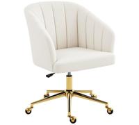HOMCOM Chaise de Bureau réglable en Hauteur avec Cadre doré Crème