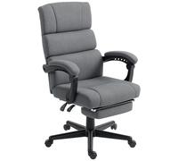 HOMCOM Chaise de bureau rembourrée avec coussin lombaire et appuie-tête, réglable en hauteur, à roulettes, Gris