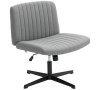 HOMCOM Chaise de Bureau sans Accoudoirs Chaise de Bureau à Bascule avec Jambes Croisées Siège Large et Hauteur Réglable Gris