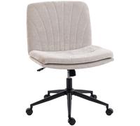 HOMCOM Chaise de bureau sans accoudoirs, fauteuil de bureau en chenille, hauteur réglable, 62 x 67 x 83-93 cm, beige