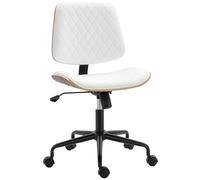 HOMCOM Chaise de Bureau sans accoudoirs, Fauteuil pivotant Blanc