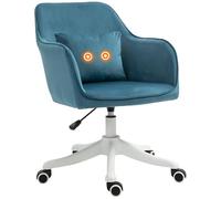 HOMCOM Chaise de Bureau Velours Fauteuil Bureau Massant Bleu