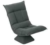 HOMCOM Chaise de Sol Pivotante 360° Fauteuil Pliable en Velours Gris Foncé | Dossier Réglable 5 Positions, Chaise Méditation Rembourrée, pour Salon, Gaming et Lecture