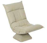 HOMCOM Chaise de sol pivotante à 360°, fauteuil pliable en velours avec dossier réglable 5 positions, 70x62x95cm, beige