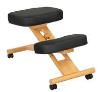 HOMCOM Chaise Ergonomique à Genoux avec Hauteur réglable, Chaise Ergonomique posturale pour Le Bureau et la Maison, Tabouret Ergonomique à Genoux en Bois avec roulettes, Noir