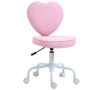 HOMCOM Chaise pivotante, adorable design en forme de cœur, réglable en hauteur, revêtement en tissu de lin, rose, 40 x 50 x 79-89 cm