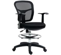 HOMCOM Chaise Pivotante avec Anneau Repose-Pieds et Dossier Courbé, en Polyester, Mousse et Plastique, 55x58x94 cm, Noir