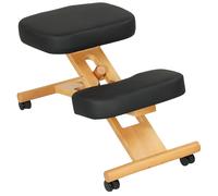 HOMCOM : Chaise ergonomique posturale avec repose-genoux et roulettes en bois de caoutchouc, noire