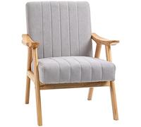 HOMCOM Chaise rembourrée avec accoudoirs, Fauteuil Lounge Aspect Velours, Fauteuil de Relaxation au Design Scandi, Chaise avec accoudoirs pour Le Salon, la Chambre à Coucher, Pieds en Bois de