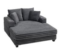 HOMCOM Chaiselongue 2 places grand canapé-lit 134 x 151 cm avec porte-gobelet pour salon, Gris