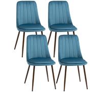 HOMCOM Chaises de Cuisine Rembourrées, Ensemble de 4 en Polyester et Acier, 47x55x86 cm, Bleu
