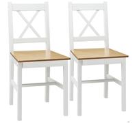 HOMCOM Lot de 2 chaises de salle à manger esprit campagne dossier croisé bois de pin blanc et chêne