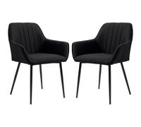 HOMCOM Chaises de Salle à Manger Chaises de Visiteur Design scandinave - Lot de 2 chaises - Pieds effilés métal Noir
