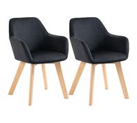 HOMCOM Chaises de salle à manger, ensemble de 2, design moderne, aspect velours, bois caoutchouc, 54x57x80 cm, noir