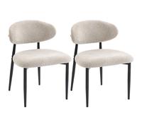 HOMCOM Chaises de salle à manger rembourrées chaises de cuisine à pieds en acier beige