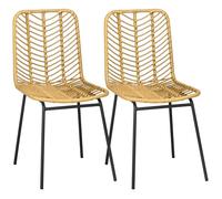 HOMCOM - Chaises de salle à manger - Résine tressée rotin PE - 44x58x85cm - Jaune