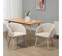 HOMCOM Chaises de Visiteur Design scandinave - Lot de 2 chaises - Pieds inclinés effilés Bois Caoutchouc - Assise Dossier accoudoirs ergonomiques Aspect Lin Beige Description:Ce lot de 2 chaises de vi