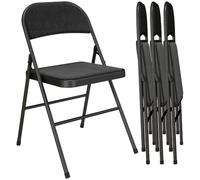 HOMCOM Chaises Pliantes rembourrées Cadre métal lot 2 Noir | PU-Cuir chaises de bureau pliantes, salle à manger, bureau d'ordinateur, salle de réception