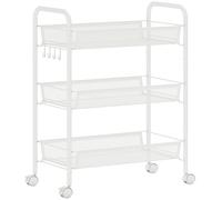 HOMCOM Chariot à 3 niveaux avec paniers desserte à roulettes chariot de rangement roulante 45 x 26,5 x 63 cm blanc