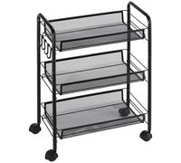 HOMCOM Chariot à 3 niveaux avec paniers desserte à roulettes chariot de rangement roulante 45 x 26,5 x 63 cm Noir