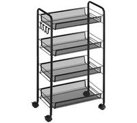 HOMCOM Chariot à 4 niveaux chariot de cuisine avec paniers desserte à roulettes Chariot de rangement roulante 45 x 26,5 x 84 cm Noir