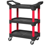 HOMCOM Chariot à Outils avec 3 Niveaux, poignées latérales, roues, plastique, Noir