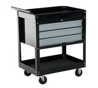 HOMCOM Chariot à Outils Servante Atelier Amovible 3 Tiroirs Verrouillables Acier
