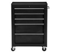 HOMCOM Chariot à outils sur roulettes en acier avec 5 tiroirs verrouillable 2 clés tapis antidérapant 61,5 x 33 x 82,5 cm noir