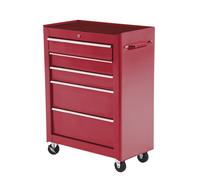HOMCOM Chariot à outils sur roulettes, Servante d'atelier en acier 5 tiroirs verrouillable 2 clés, 61,5 x 33 x 82,5 cm, rouge