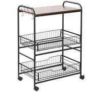 HOMCOM - Chariot de cuisine - Panneaux de particules 1 - 60x38x85.5cm - Noyer, Noir