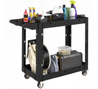 HOMCOM Chariot d'atelier à 2 Niveaux 227 Kg 102,6 x 43,5 x 84,5 cm Noir | Servante Atelier, Chariot à Outil avec Poignée Latérale, Garage, Entrepôt, Outils de Bricolage