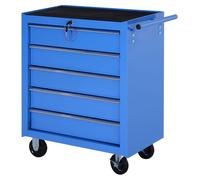 HOMCOM Chariot d'Atelier Mobile, Chariot à Outils avec 5 Tiroirs, Bleu