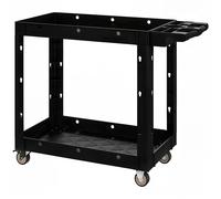 HOMCOM Chariot d'atelier servante atelier à 2 niveaux avec poignée latérale pour garage, entrepôt, outils de bricolage, noir