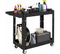 HOMCOM Chariot d'atelier servante atelier chariot à outil à 2 niveaux avec poignée latérale, desserte atelier pour garage, entrepôt, outils de bricolage, charge 227 Kg, 102,6 x 43,5 x 84,5 cm, noir