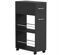 HOMCOM Chariot de cuisine desserte sur roulettes avec 1 tiroir et 2 étagères ouvertes pour salle à manger 25 x 50 x 85 cm Noir