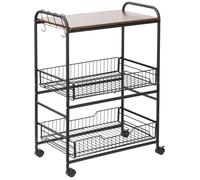 HOMCOM - Chariot de cuisine - Panneaux de particules 1 - 60x38x85.5cm - Noyer, Noir