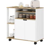 HOMCOM Chariot de Cuisine Roulant avec Espace de Rangement, Armoire, étagères réglables, pour Cuisine, Salon, Salle à Manger, Blanc