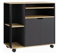 HOMCOM Chariot de cuisine roulant avec rangement, armoire, étagères réglables, pour cuisine, salon, salle à manger, Noir