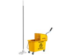 HOMCOM Chariot de ménage chariot de lavage essoreuse latérale seau 20 L, poignée et serpillère, 45 x 26,5 x 70 cm, jaune