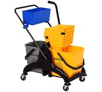 HOMCOM Chariot de Ménage Chariot de Lavage Seau 26 L 78x45x95 cm Jaune