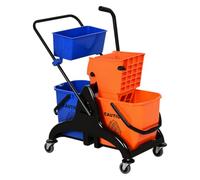 HOMCOM Chariot de ménage Chariot de Lavage Professionnel essoreuse latérale Seau 26 L + Panier de rangements 78 x 45 x 95 cm métal et Plastique Orange