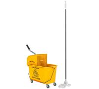 Chariot de ménage - HOMCOM - essoreuse latérale seau 20 L, poignée et serpillère - 45 x 26,5 x 70 cm - jaune