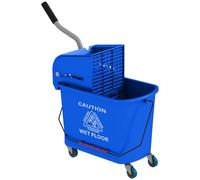 Chariot de nettoyage lavage HOMCOM seau de ménage 20 L avec essoreur et séparateur eau sale propre bleu 60L x 27l x 70,5H cm