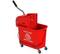 HOMCOM Chariot de Nettoyage 20 L avec Essoreur 60L x 27l x 70,5H cm Rouge | Lavage Seau de Ménage, Séparateur Eau Sale Propre