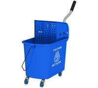 HOMCOM Chariot de nettoyage lavage seau de ménage 20 L avec essoreur et séparateur eau sale propre bleu 60L x 27l x 70,5H cm