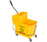 HOMCOM Chariot de nettoyage lavage seau de ménage 20 L avec essoreur et séparateur eau sale propre jaune 60L x 27l x 71H cm