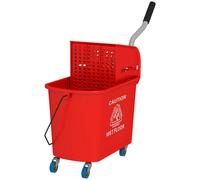 HOMCOM Chariot de nettoyage lavage seau de ménage 20 L avec essoreur et séparateur eau sale propre rouge 60L x 27l x 70,5H cm