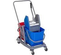 HOMCOM, chariot de nettoyage professionnel, 2 seaux de 25 litres, essoreuse, dimensions : 73 x 45 x 92 cm